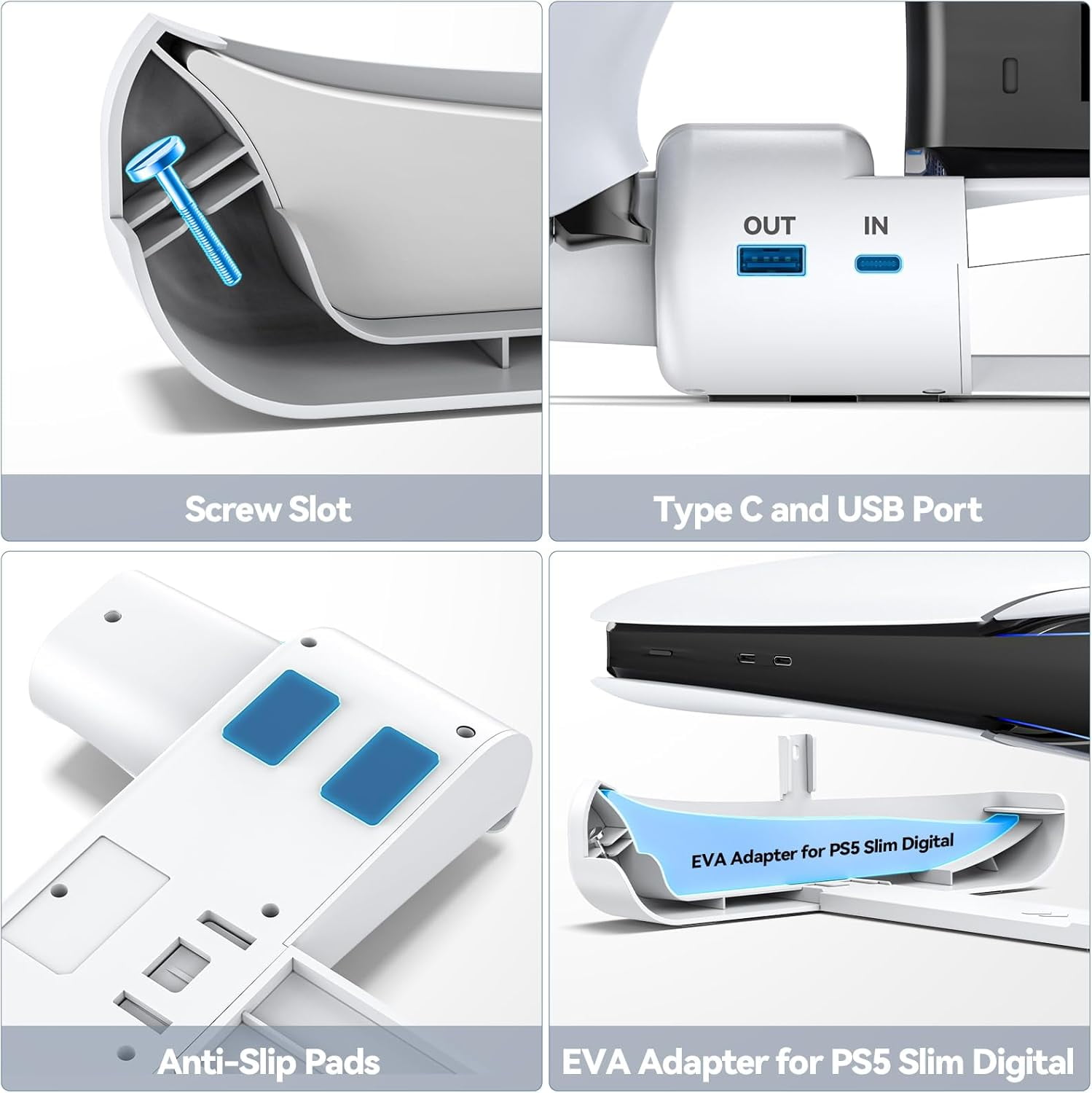 PS5 Slim Horizontal Cooling Stand, Dual PS5 Controller Charger with 3-Level Cooling Fan (NOT Fit 2020 Playstation 5)