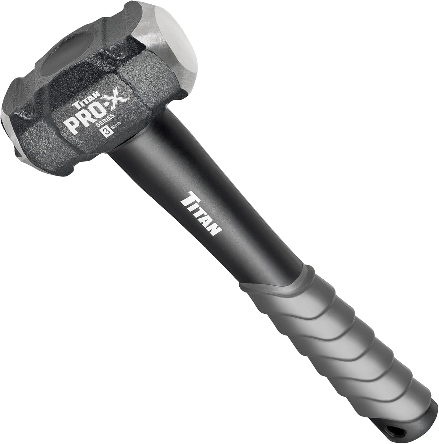 RGHJAR-Pro-X 63013 3lb Drilling Hammer, Dual-Face Sledge with Cross-Pattern Face for Concentrated Power & Flat Face for Stake Driving, Overstrike Protection, 12" Fiberglass Handle with Textured Grip
