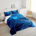 thumbnail image 4 of Juego de edredón estampado Twin, Juego de cama mármol azul océano Trippy Fluid Liquid, 4 of 6