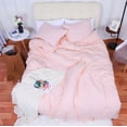 thumbnail image 2 of Washed Cotton Bedding Set Comforter Duvet Cover Pillowcase Light Pink Twin, 2 of 8