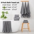 thumbnail image 3 of Beartech 8 Piece Bath Towels Set-2 Bath sheet,2 Hand Towel,4 Washcloths,Soft Lightweight Family Towel Highly Absorbent Microfiber Towel Quickly Dry & Less Lint Shower towel for Bathroom-Dark Gray, 3 of 10