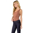 thumbnail image 2 of Women's V-Neck Basic Tank Top Bodysuit, Mocha, One Size, 1pc., 2 of 4