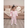 thumbnail image 6 of Loicainy Newborn Baby Girl 3D Floral Romper 3 6 12 Months Long Sleeve Round Neck Ruffle Jumpsuit with Headband Fall Spring Set, 6 of 10