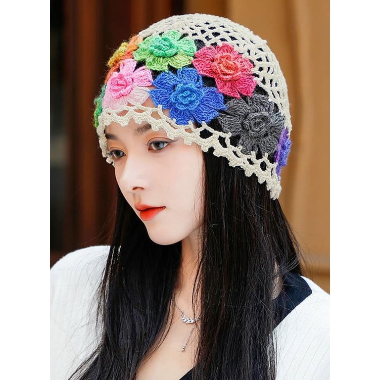 YooGuoGuo Crochet Beanie Hat for Women Men Y2k Floral Boho Knitted