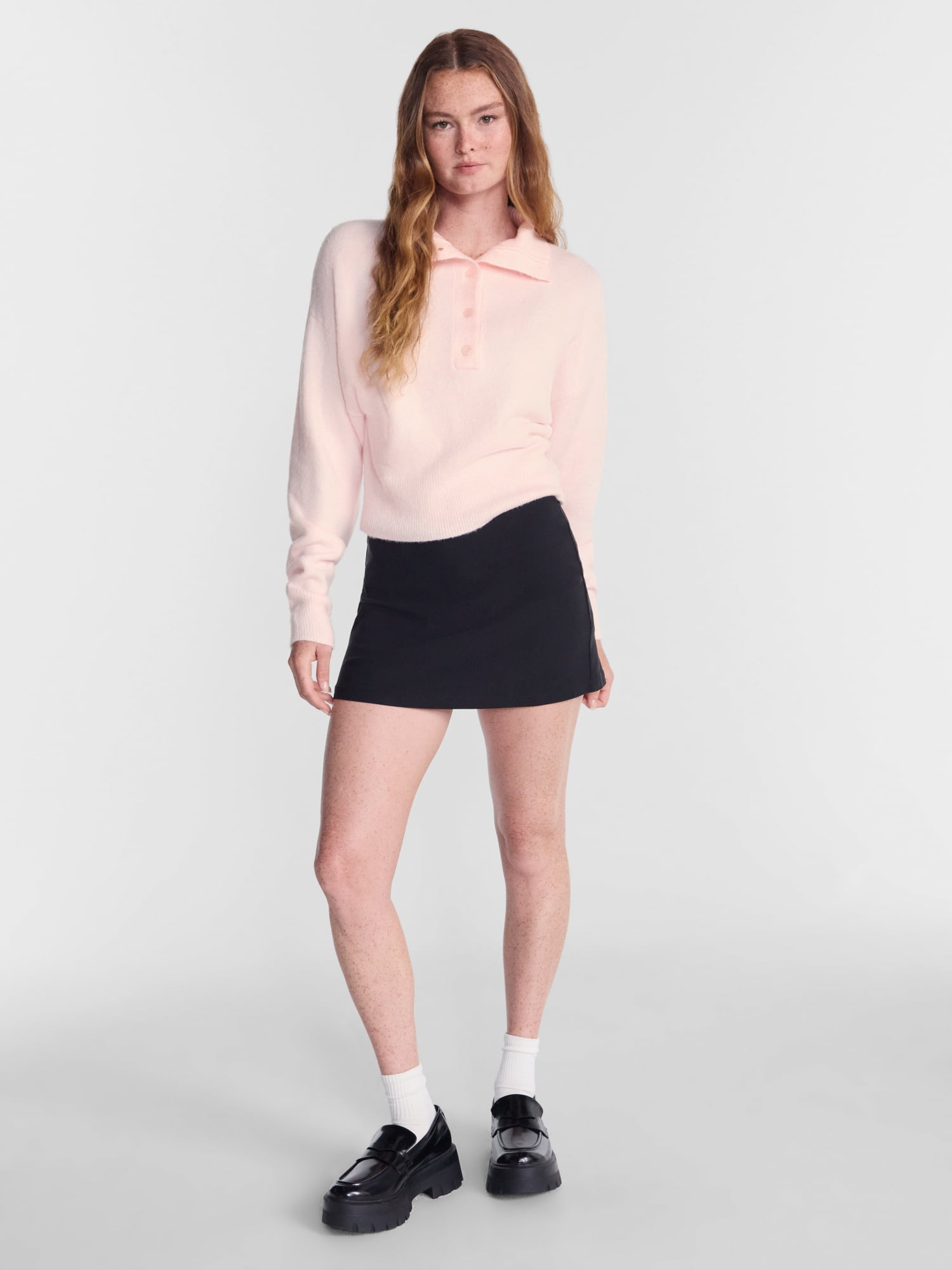 No Boundaries Rugby Collared Sweater, Lightweight, Women's and Women's Plus XXS-4X