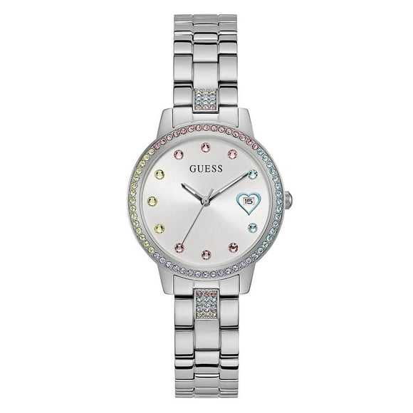 Guess Women's Watch Wristwatch THREE OF HEARTS GW0657L1 stainless steel silver