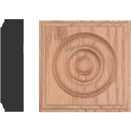 House of Fara Solid Red Oak 7/8 x 3-1/2 Rosette Block