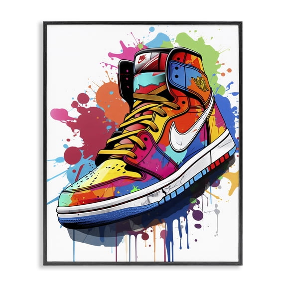 Stupell Industries Contemporary Graffiti Sneaker on White Black Framed Giclee Art, 11 x 14, by Creative Studio
