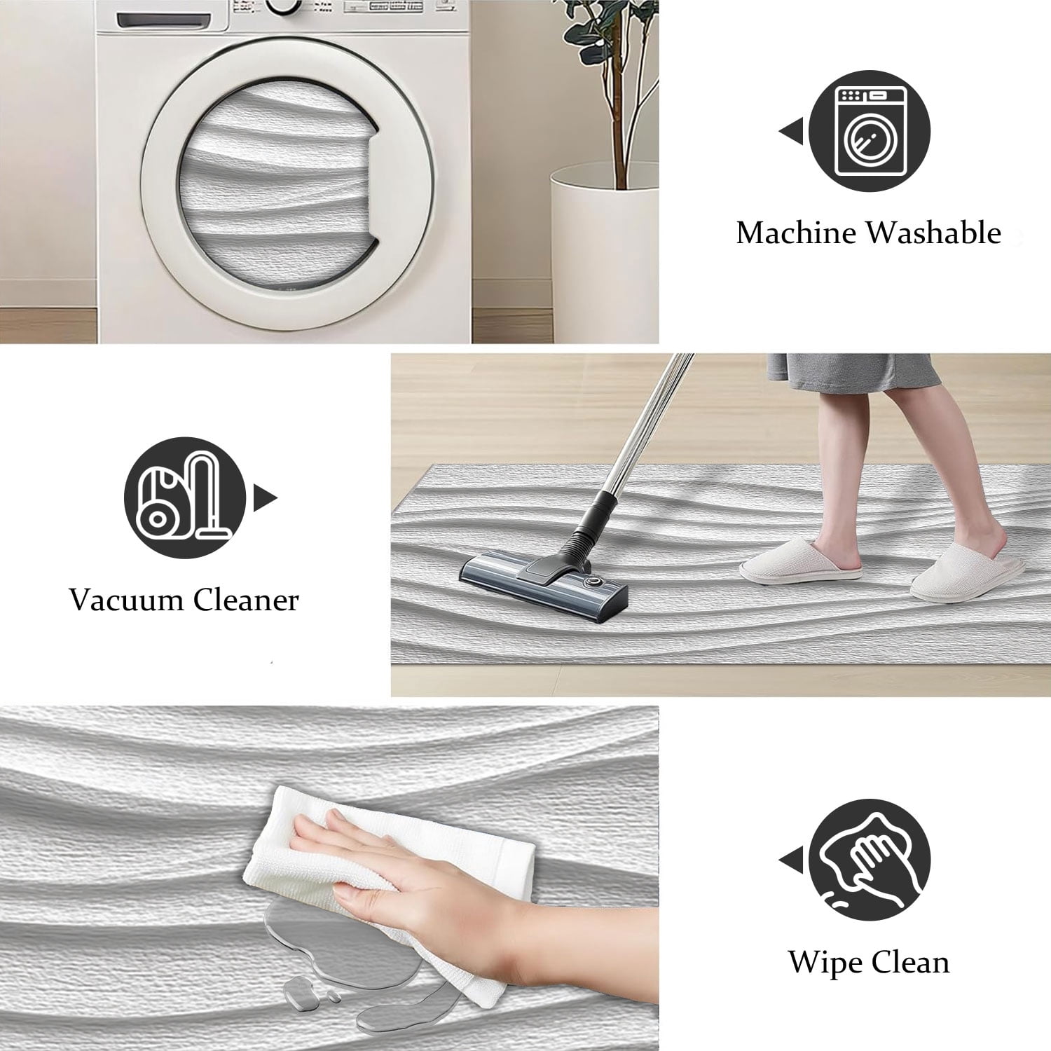 3 Piece Kitchen Rug Set, Non-Slip And Washable, Abstract Pattern Kitchen Hallway Rug, Soft And Comfortable, Suitable For Sinks, Floors, Entrances, Hallways and Bathrooms