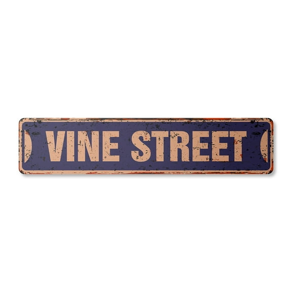 VINE Vintage Aluminum Street Sign hollywood california london LA Los rustic metal tin | Indoor/Outdoor |  18" Wide