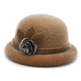 thumbnail image 1 of Sombrero redondo para mujer YONGSHENG Sombrero vintage Caqui Acento floral, 1 of 2