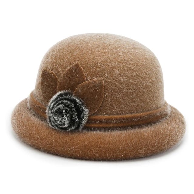 Sombrero redondo para mujer YONGSHENG Sombrero vintage Caqui Acento floral