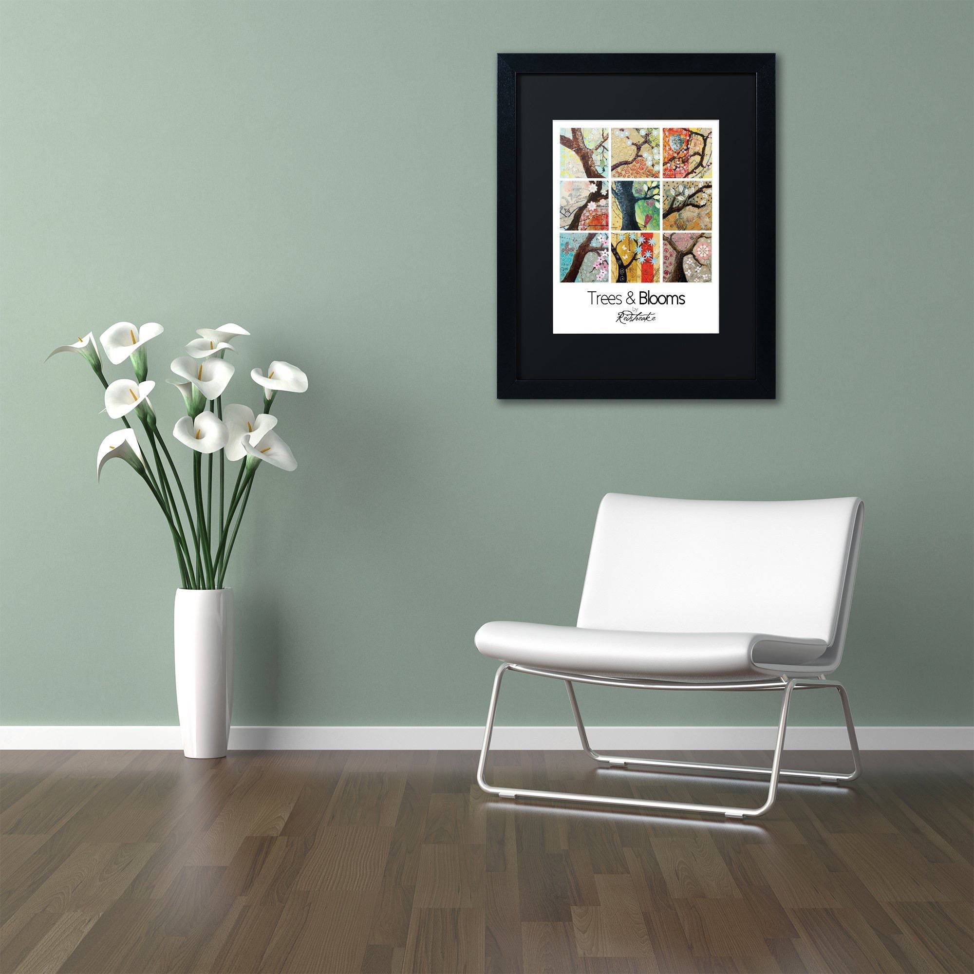 Trademark Fine Art "Trees and Blooms" Canvas Art by Jennifer Redstreake Black Matte, Black Frame