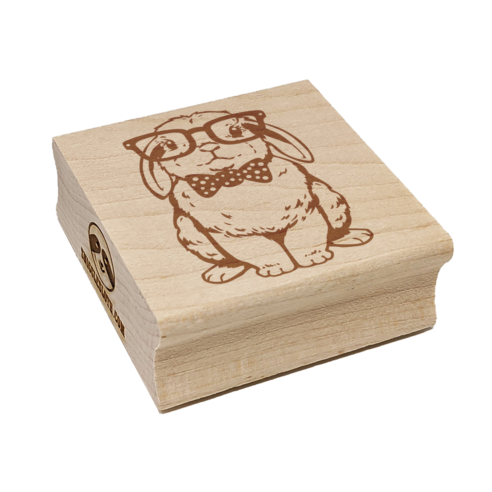 Cute Bunny Rabbit with Glasses and Bow Tie Square Rubber Stamp Stamping Scrapbooking Crafting - Medium 1.75in - image 1 of 7