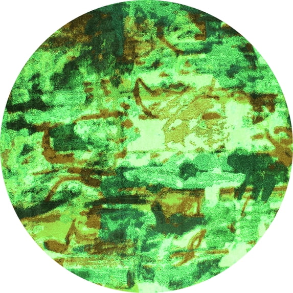 Ahgly Company Indoor Round Abstract Green Contemporary Area Rugs, 5' Round