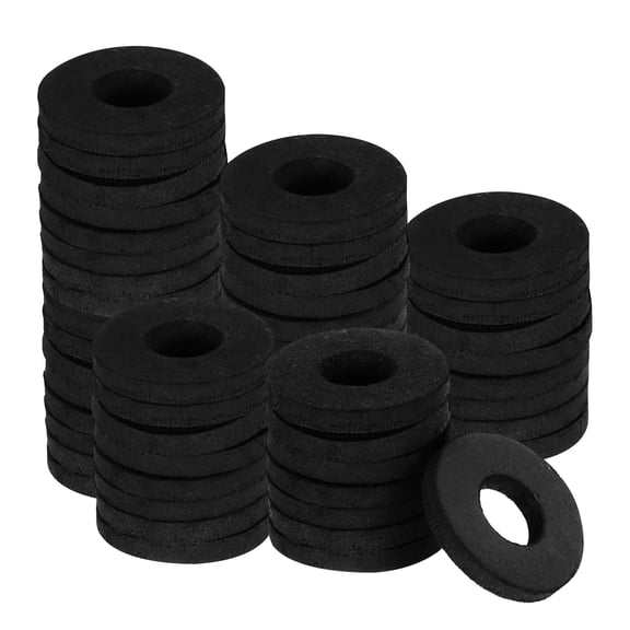 Uxcell 80pcs Rubber Spacers, 5/8'' OD x 1/4'' ID x 3/32'' Thickness, Round Anti Vibration Spacer Bushings, Black Flat Rubber Washers, Vibration Damping Pads for Home and Car Accessories