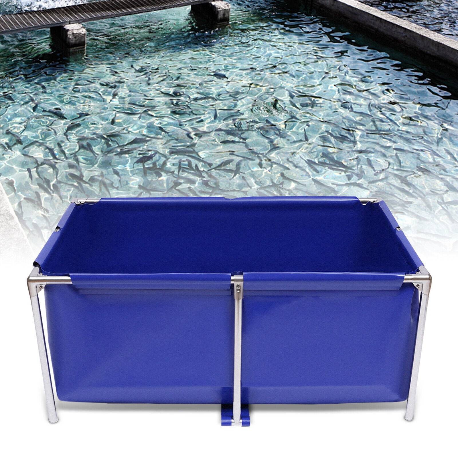 DENEST Canvas Fish Pond Aquarium Fish Water Tank Lobster Breeding Pond W/Drain Valve