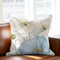 thumbnail image 2 of Spring Floral Throw Pillow Cover Watercolor White Blue Poppy Flowers Leaf Plant Cotton Linen Cushion Cover Throw Pillow Case with Invisible Zipper for Couch Sofa Bed Chair Car 26x26 Inch, 2 of 9