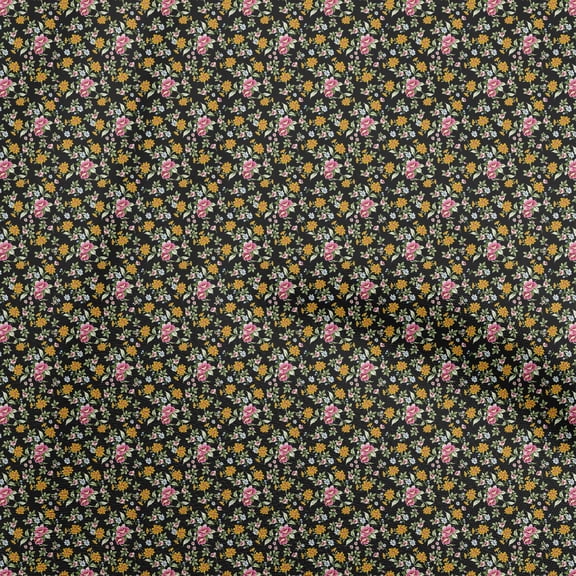 oneOone Polyester Spandex Black Fabric Baroque Sewing Material Print Fabric By The Yard 56 Inch Wide