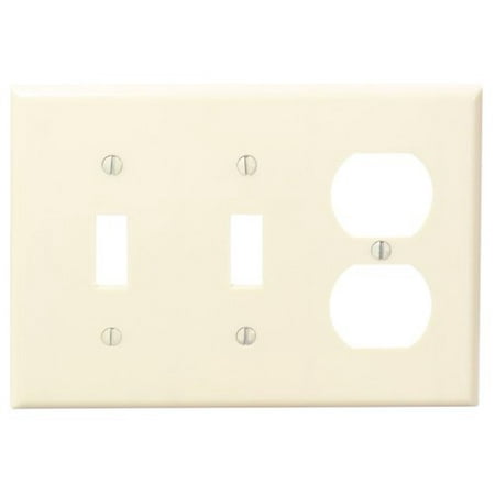 2 Duplex Wall Plate - Leviton 86021 Ivory Three Gang Combination Two Toggle Switch One Duplex Receptacle Wall Plate