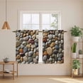 thumbnail image 2 of Colorful Stones Kitchen Curtain for Berdoom Living Room Cafe 45 Inch Length, Farmhouse Stones Modern Art Tiers Curtains Light Filtering Drapes Rod Pocket Window Treatment 2 Panels 52"Wx45"L, 2 of 8