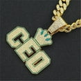 thumbnail image 2 of Men Women Hip Hop Crown Letter CEO Pendant Necklace With Crystal Cuban Chain HipHop Iced Out Bling Necklaces Fashion Charm Jewelry, 2 of 7