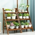 thumbnail image 2 of 3-Shelf Flower Stand Plant Display for Indoors and Outdoors,3 Tiers 15 Potted Wood Plant Holder Table Stand for Patio Garden Living Room Yard,Bamboo, 2 of 5