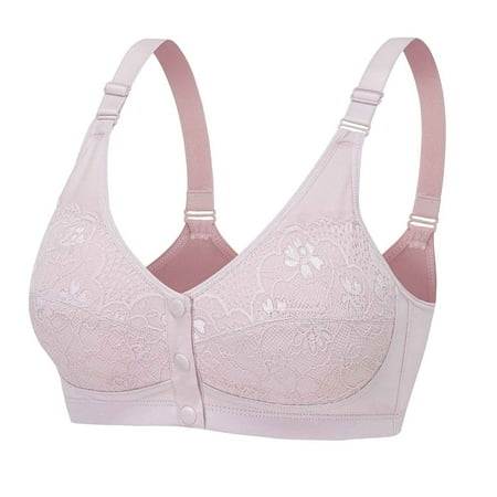 TrendVibe365 Bras for Women Full Coverage Plus Size Floral No Wire Push up Bralettes Padded Button Front Closure Adjustable Strap Bustier Full Coverage Crop Cami Top Cute Lingerie Gray 85B