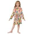thumbnail image 6 of FORMRS Niños Bathrobe Unisex Hooded Robe Soft Plush Pajamas Sleepwear, Size 4-6T, Pink Colorful Circles, 6 of 7