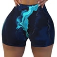 thumbnail image 2 of Haiem Blue Marble And Gold No Front Seam Biker Shorts for Women Yoga Workout Gym Bike Shorts with Tummy Control Moisture-Wicking-Small, 2 of 9