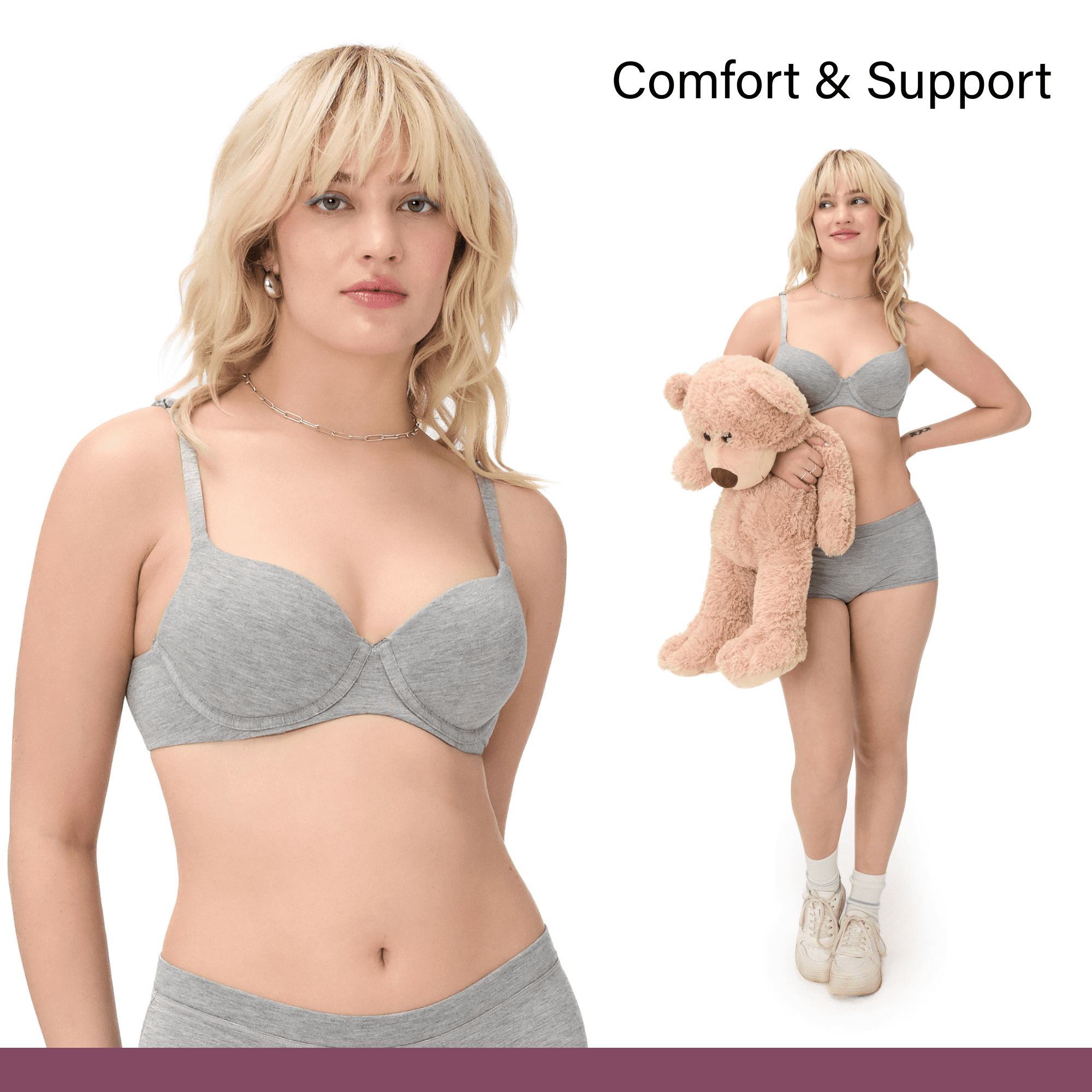 BLAKE & CO.Women's Cotton Rayon Push Up Bra with Adjustable Straps,2-Pack, Sizes 34B-40DD