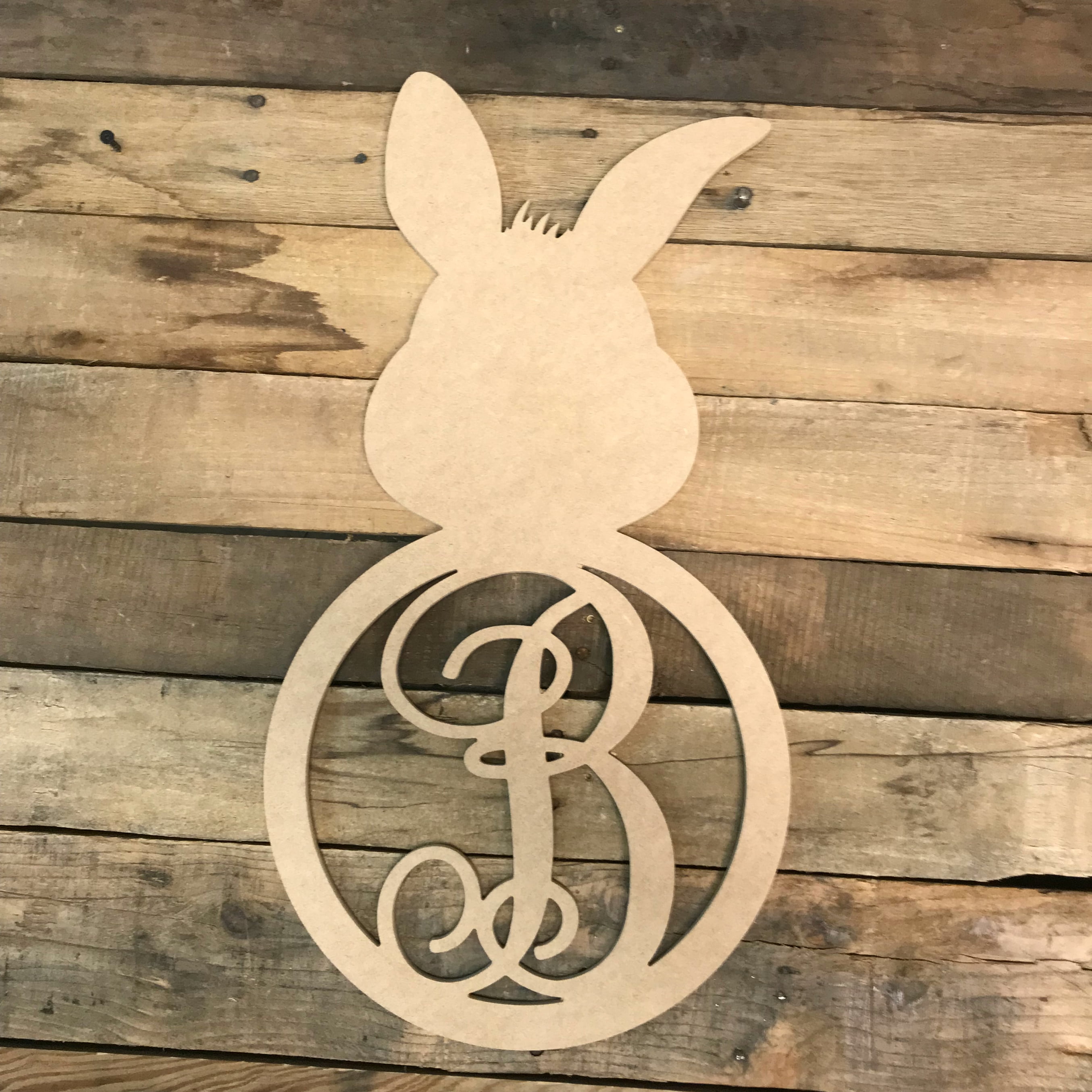 18" PERSONALIZED MONOGRAM INITIAL WOODEN EASTER EGG DOOR WALL DECOR for WREATH 