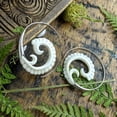 thumbnail image 5 of 81stgeneration Women's 925 Sterling Silver Bone White Ivory Maori Koru Spiral Threader Earrings, 5 of 5