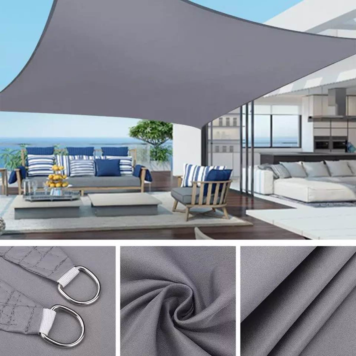 Sun Shade Sail Garden Patio Awning Canopy Sunscreen 98% UV Block Rectangle Khaki 