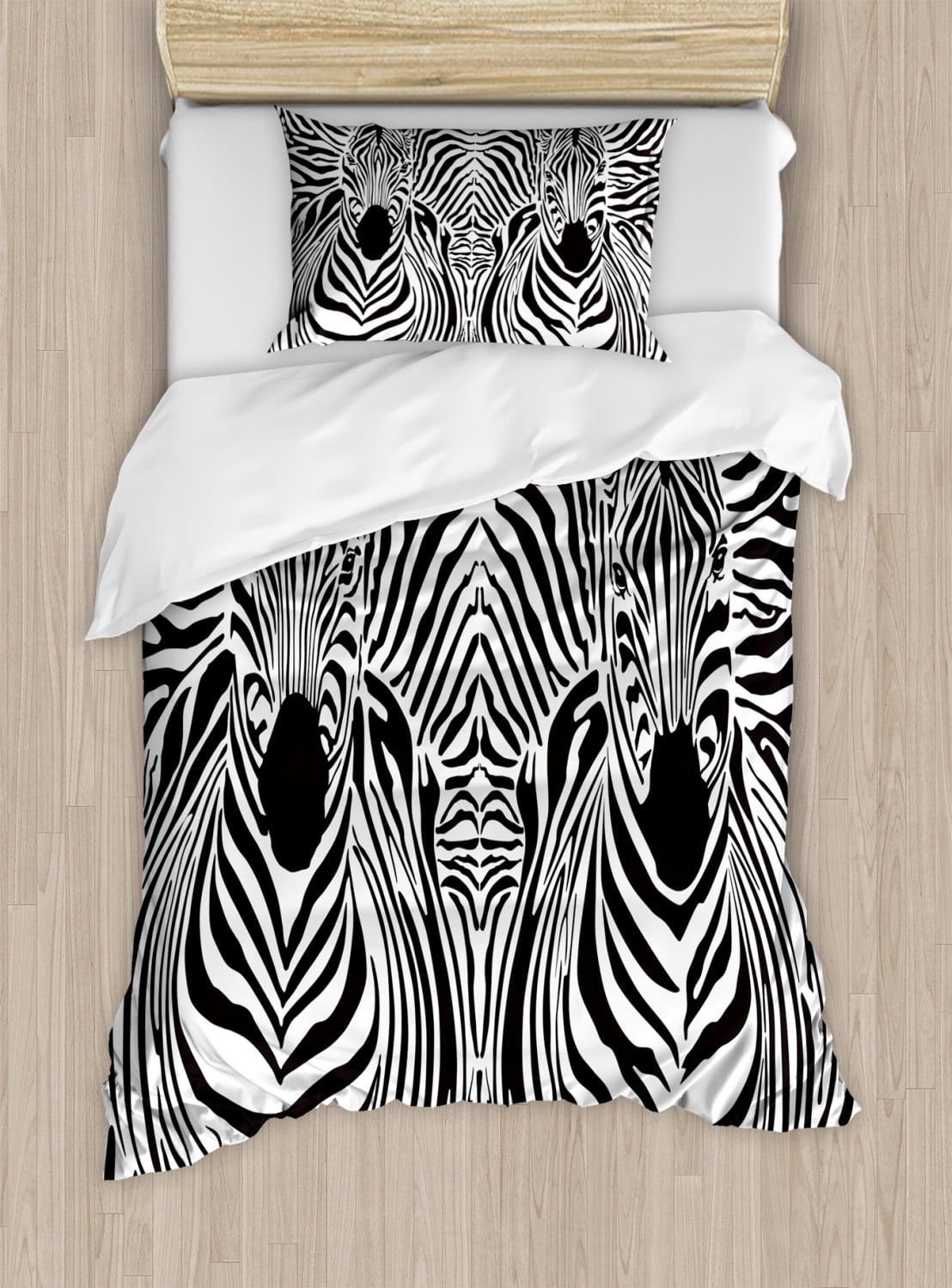 Zebra Print Duvet Cover Set, Illustration Pattern Zebras Skins