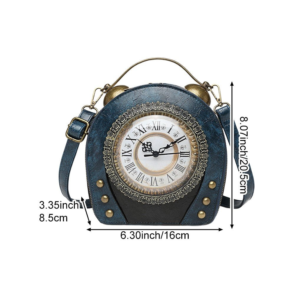 Jiibva Vintage Women's Handbag Clock Watch Bag Fashionable Small Round Bag Fun Fresh Style Crossbody Bag