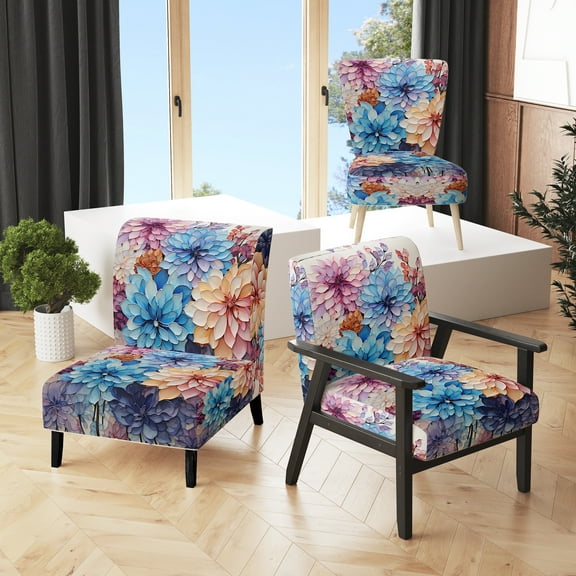 Designart "violet Tranquil Petals V" Purple Abstract Upholstered Accent Chair - Modern Arm Chair For Living Room