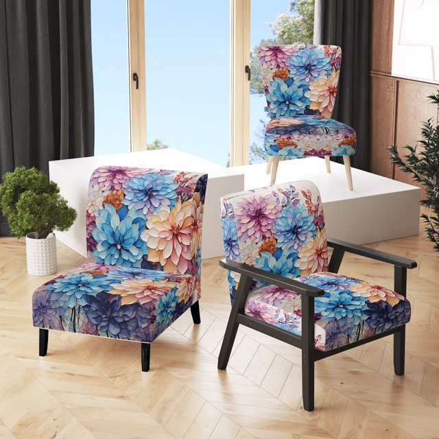Designart "violet Tranquil Petals V" Purple Abstract Upholstered Accent Chair - Modern Arm Chair For Living Room
