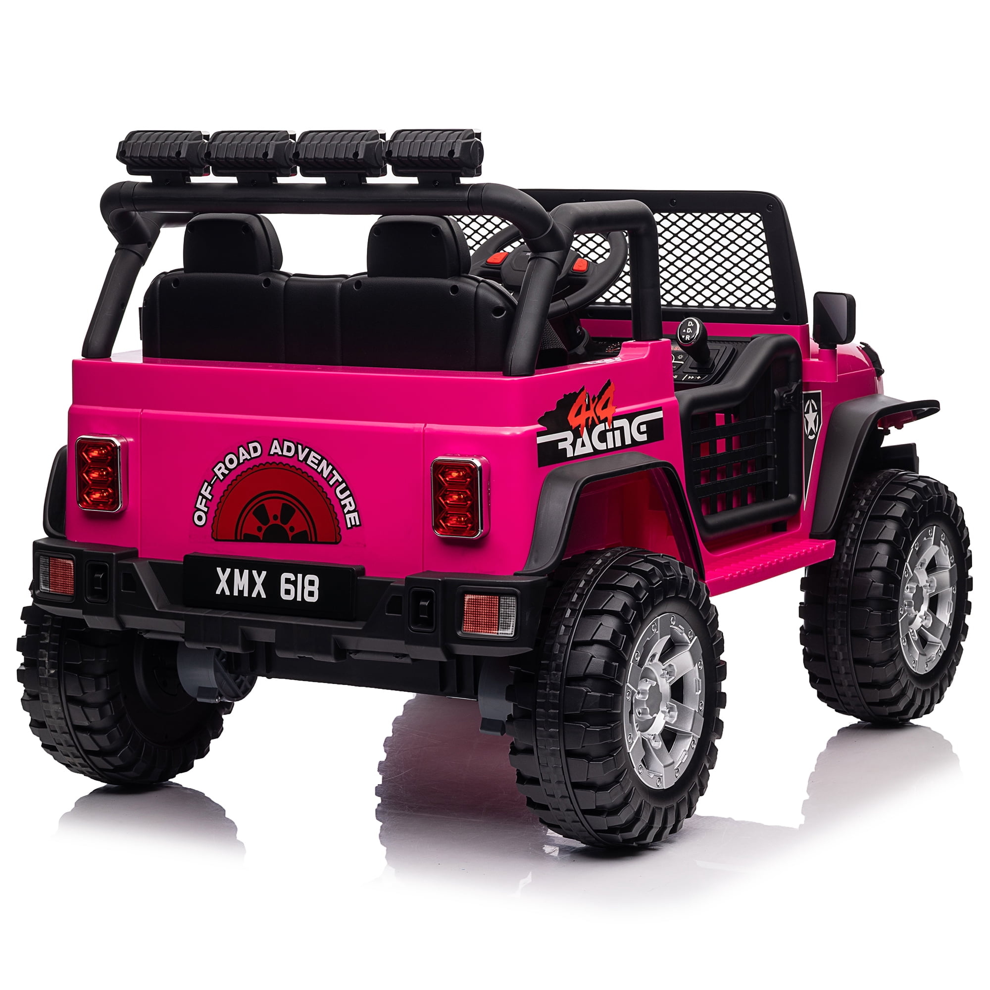 Joyracer 12V Kids Ride on Truck Car with Parent Remote Control & 2 Seater, 5.5 AH Battery Powered Toy Car w/ 4 Large Wheels, Spring Suspension, 3 Speeds, LED Lights, Bluetooth for Girl Boy, Rose Pink