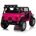 thumbnail image 5 of Joyracer 12V Kids Ride on Truck Car with Parent Remote Control & 2 Seater, 5.5 AH Battery Powered Toy Car w/ 4 Large Wheels, Spring Suspension, 3 Speeds, LED Lights, Bluetooth for Girl Boy, Rose Pink, 5 of 8