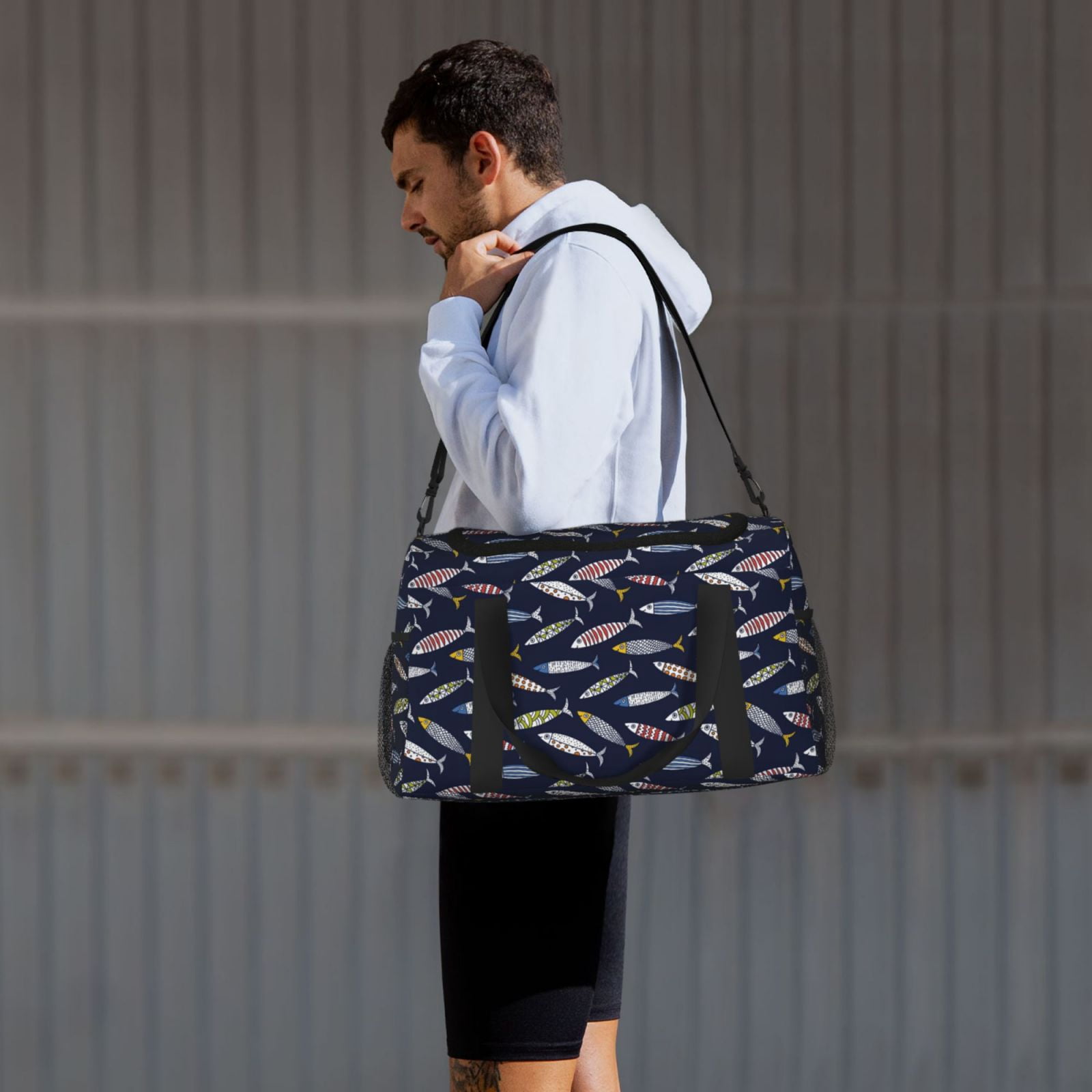 Fuzoiu Sardine Print Travel Duffle Bag,Carry On Tote Bags,Duffel Bag,Sport Gym Bag, Hospital Bag for Labor and Delivery, Overnight Bag,Luggage Bag
