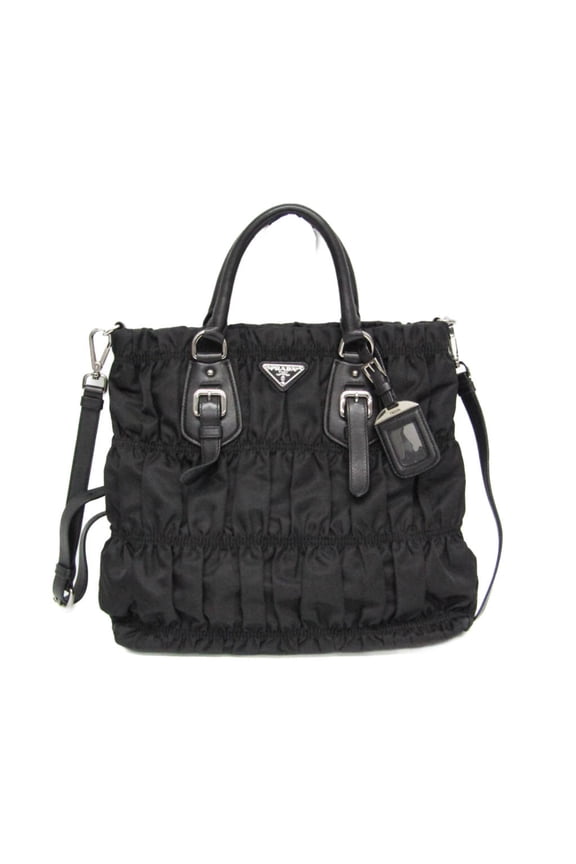 Pre-Owned Prada TESSUTO Gather Women's Nylon Handbag,Shoulder Bag Black (Good)