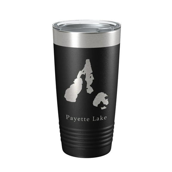 Payette Lake Map Tumbler Travel Mug Insulated Laser Engraved Coffee Cup Idaho 20 oz Black