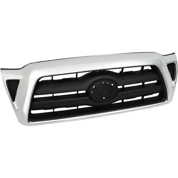 SEBLAFF Front Bumper Hood Grille Upper Black and White with Chrome Molding Replacement for Toyota Tacoma 2005-2011 5310004360