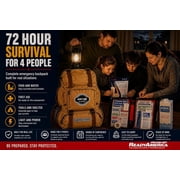 Sustain Supply Emergency Survival Kit for 4 People, 72 Hour Disaster Preparedness Backpack with Food, Water, First Aid & Emergency Supplies