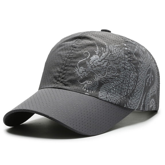 AWASD Dragon Print Baseball Cap for Women Men Fashionable Windproof Hat Lightweight Sports Caps Sunshade Cap Quick Drying Outdoor 1PC(Color Gray)