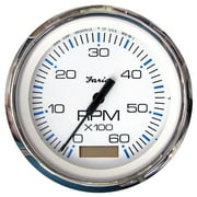 Faria 33832 Chesapeake Tachometer Gauge with Hourmeter 7000 RPM - White SS, 4"