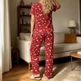 thumbnail image 6 of Enjoytime Pajamas for Women Floral Print Round Neck Short Sleeve Ruffle 2 Piece Lounge Set Cute Soft Casual Sleepwear, 6 of 6
