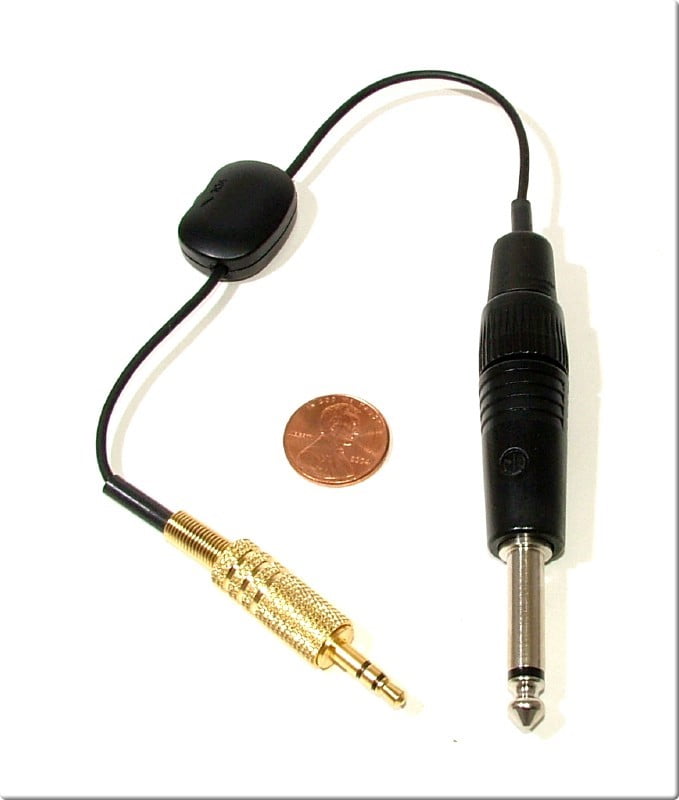 1/4 inch male to 3.5mm (1/8 inch) male variable attenuator cable can