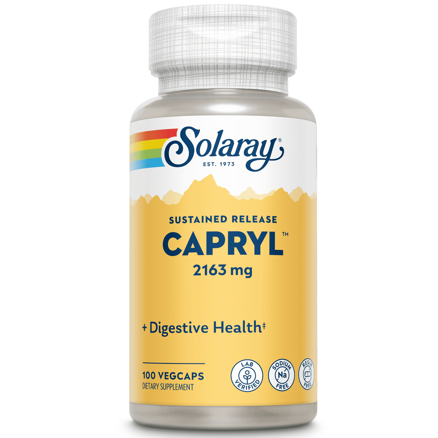 Solaray Capryl | Sustained Release Caprylic Acid | Healthy Gastrointestinal Tract Support | 16 Servings | 100 VegCaps